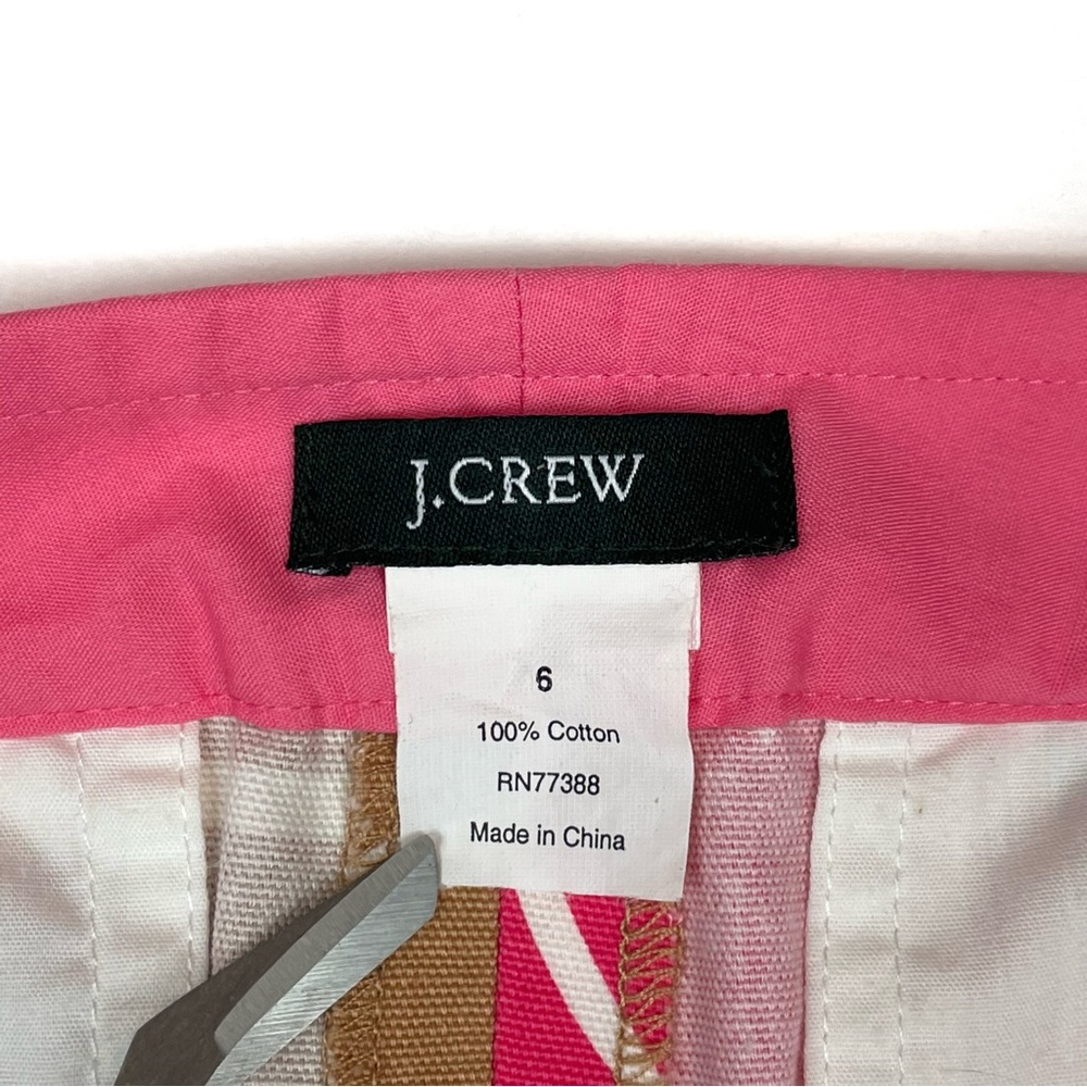 J. Crew Cotton Floral Print Canvas Mini Skirt in Pink White Tan & Red Size 6 - Picture 11 of 12